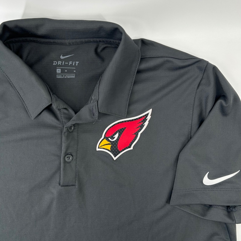 Nike Polo Shirt Mens Medium Black Arizona Cardinals NFL Dri-FIT Short Sleeve